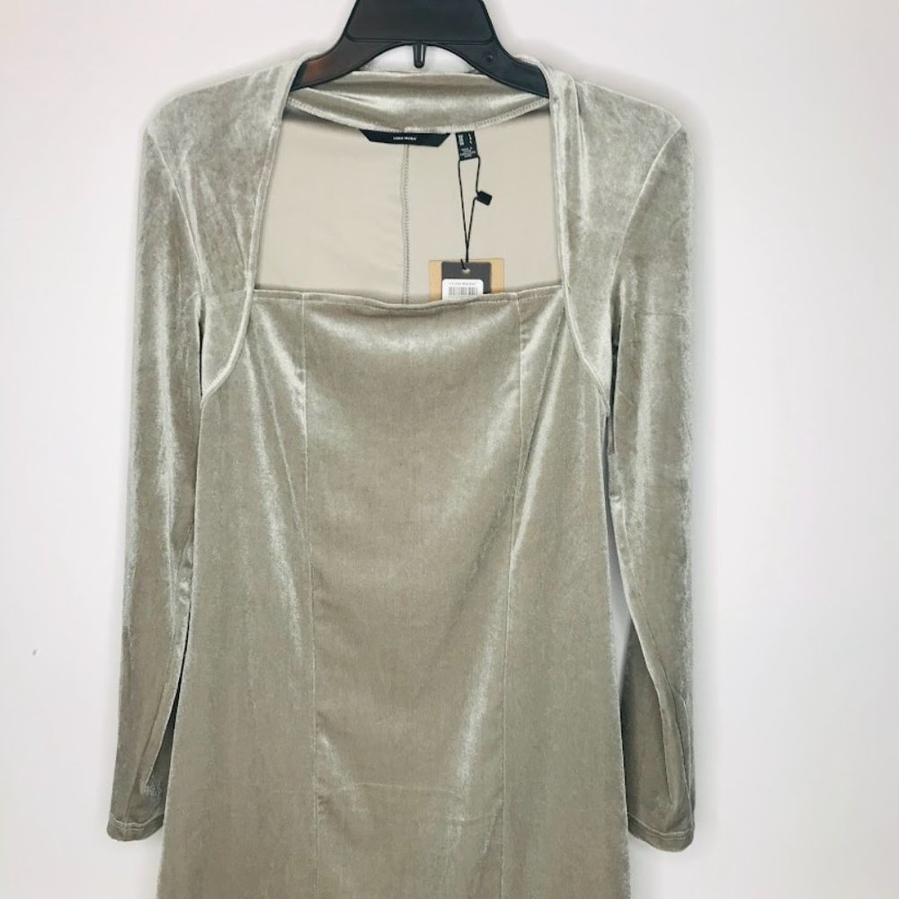 DANA LONG SLEEVE VELVET DRESS IN GHOST GREY Womens'